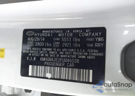 2015 Hyundai Genesis 3.8 из США, поврежденный, VIN KMHGN4JE2FU046038